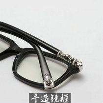 Hand-made plate myopia frame mens glasses frame female Jiang Wen star with glasses 925 silver anti-blue mirror