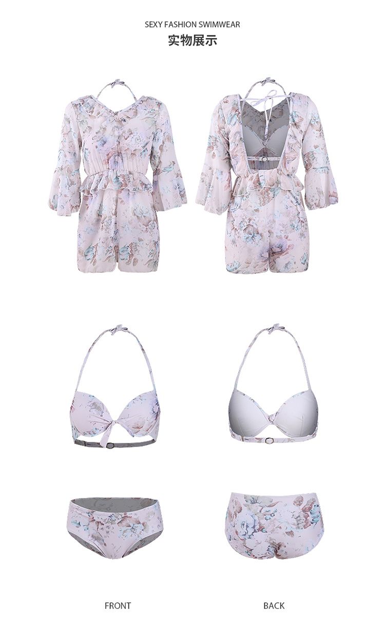2019 cặp đôi mới bơi nữ chia góc phẳng thép hỗ trợ vành đai tay áo bảo thủ bikini đảo kỳ nghỉ tuần trăng mật áo tắm - Vài đồ bơi 	đồ đôi đi biển cho mẹ và bé trai