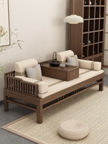 All solid wood Arhat bed small apartment tea table and chair combination Chinese style elm Arhat chair push-pull bed modern improvement