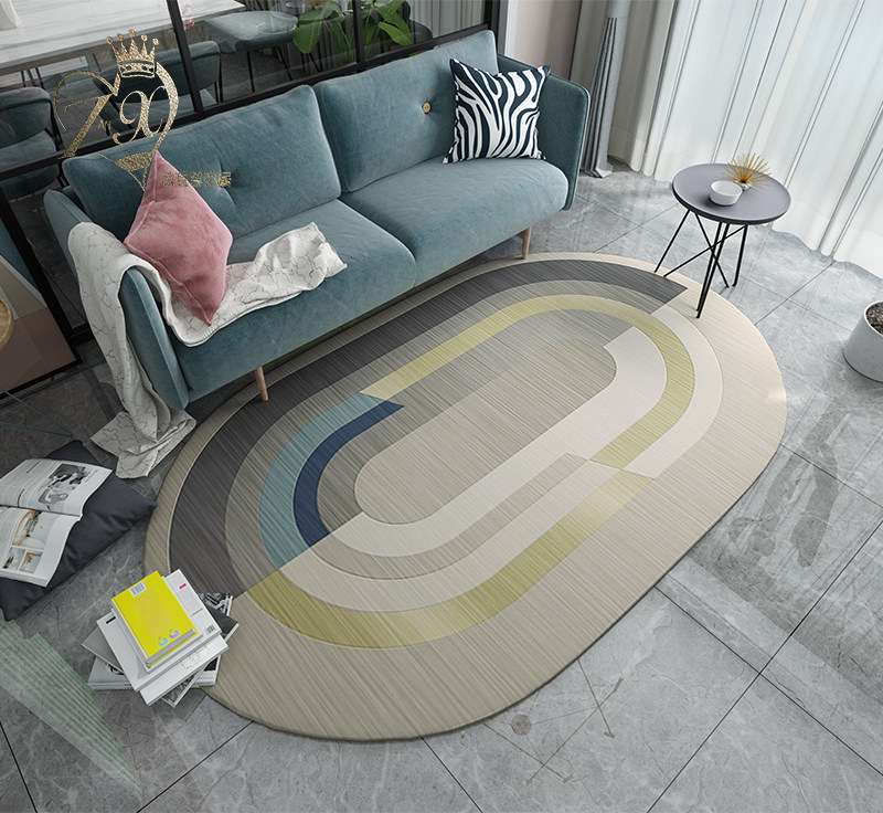 Oval living room carpet personality Nordic sofa imitation cashmere bedroom study model room ins fashion modern simplicity