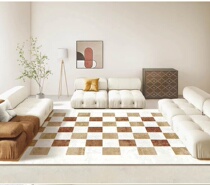 Japanese-style wabi-sabi wind carpet Japanese chessboard simple Nordic sofa bedside modern light luxury living room cream wind carpet