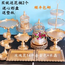New European-style cake rack wedding dessert table hem Wedding Props Lace Cake Pan Iron Art Refreshments Champagne Tower