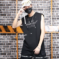 Áo cotton mùa hè tay áo thun bé trai đường phố cá tính in chữ bóng rổ mồ hôi vest xu hướng - Lót áo gym