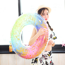 ins Net red swimming ring sequins transparent gradient rainbow swimming ring thickened adult children life buoy blisters