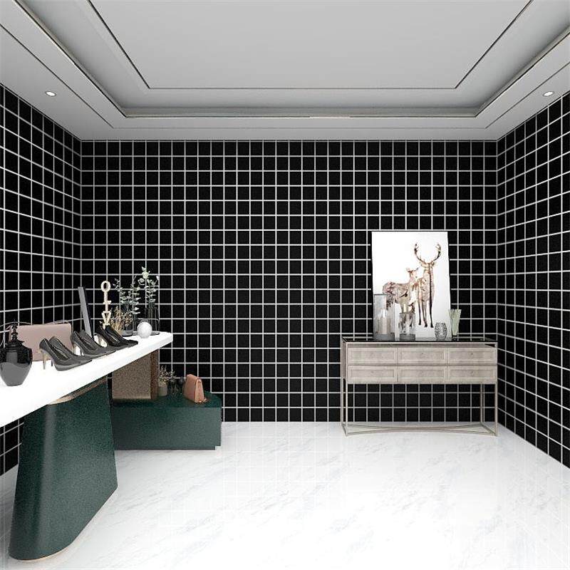 Nordic Black & White Plaid Geometric Background Integrated Wall Panel Dining Room Milk Tea Shop Bar Wall Buttoned Board Bedroom Suspended Ceiling