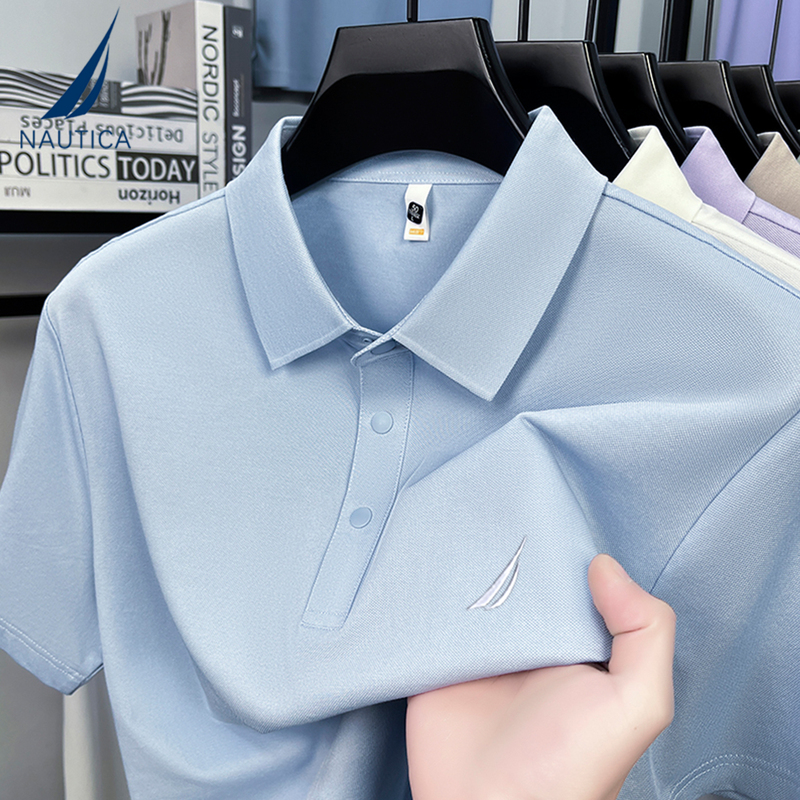 Nautica/Notica Men's Summer Mulberry Silk Comfortable and Cool Antibacterial Cotton Short-Sleeved T-Shirt Polo Shirt Nautica/Notica Men's Summer Mulberry Silk Comfortable and Cool Antibacterial Cotton Short-Sleeved T-Shirt Polo Shirt