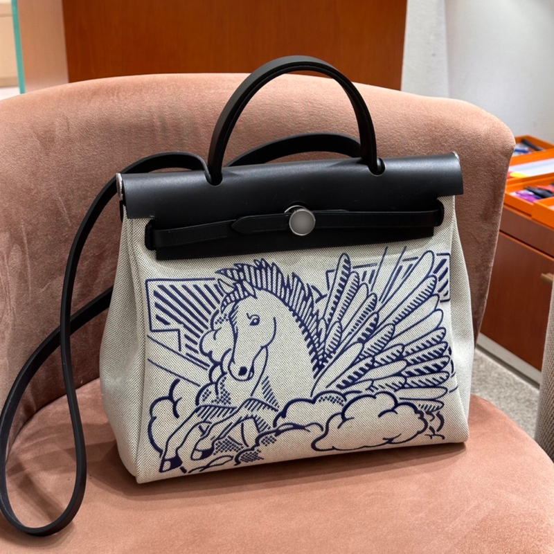 Herbag31/39 Kelly Bag First Layer Cowhide Leather and Canvas Tote Shoulder Crossbody Kelly Genuine Leather Unisex Bag Herbag31/39 Kelly Bag First Layer Cowhide Leather and Canvas Tote Shoulder Crossbody Kelly Genuine Leather Unisex Bag