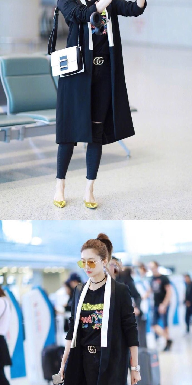 Ông tình yêu ngôi sao mới Jiang Shuying trong phần dài của chiếc áo khoác retro màu tương phản - Business Suit áo da nữ đẹp
