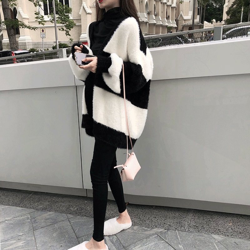 one thousand WATER IYUN SUEDE WOOLEN SWEATER SWEATER SWEATER SWEATER JACKET FEMALE WINTER NEEDLESS BLOUSE SWEATSHIRT THICKENED LOOSE LAZINESS COAT