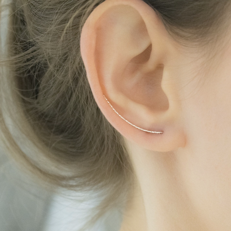 Curved U Type Ear Clip Woman American 14K Bag Gold 925 Pure Silver Minimalist About Temperament European And American Ear Nail Personality Hyperbolic Earrings