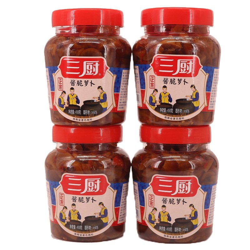 Three Kitchen sauce crisp Roof 450g * 4 bottles of soy sauce stains and crisp candied and savory with a taste of the dish