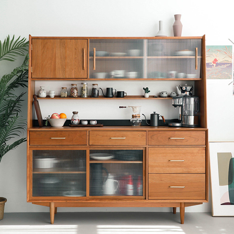 Nordic Dining Cabinet Tea Water Cabinet Minima Modern Small Household Type Living Room Composition Containing Cabinet Home Solid Wood Cabinet