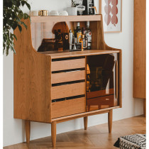 Nordic solid wood sideboard simple modern small apartment living room porch cabinet storage cabinet kitchen tea cabinet locker