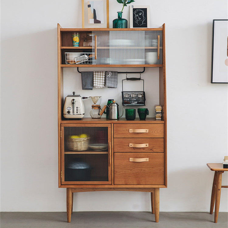 Minimalist modern solid wood dining cabinet Nordic small family style day style living room tea water cabinet wine cabinet containing cabinet kitchen bowl tray cabinet