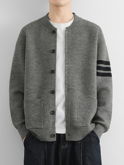 Chaqueta cárdigan de punto informal de alta gama para hombre primavera y otoño 2025 Jersey nuevo chaqueta color a juego ropa de primavera de alta gama