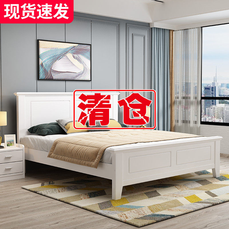 Solid wood bed modern simple 1 8 m master bedroom double bed 1 5 m adult economical 1 2m simple single bed
