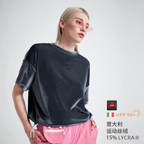 TIFFAFit summer Italy imported sunscreen Lycra velvet womens cool breathable crew neck casual T-shirt
