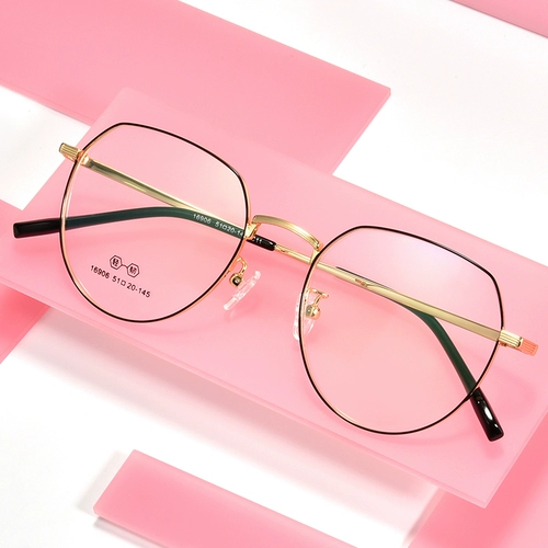 Деревянные металлические полигональные линзы рамы женская корейская издание ретро круглу