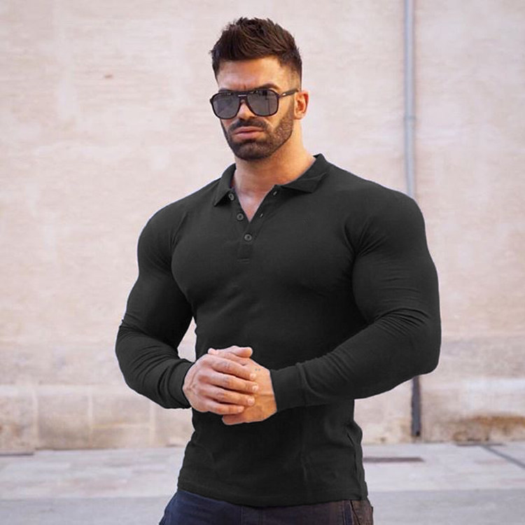 Muscle Beliefs Movement POLO Jersey Speed Dry High Play Fitness Business Musculature Mans Training Tide Suits Tight Long Sleeves