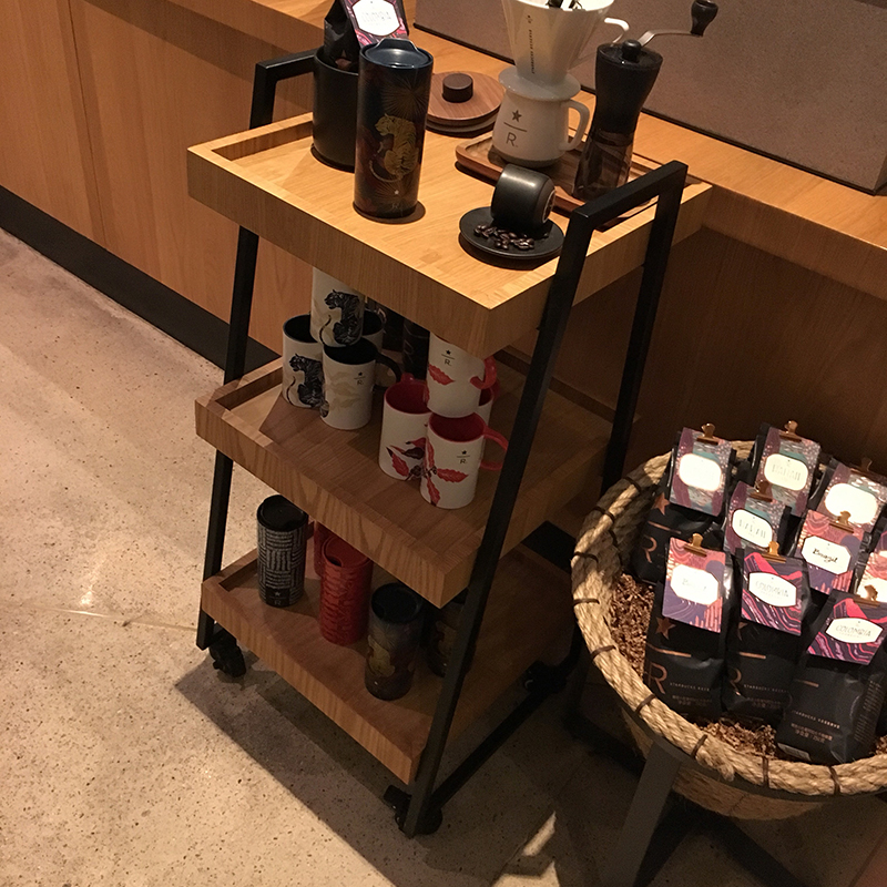 Eurostyle coffee shop Milk Tea Shop Shelve Cup Shelf Mobile Dining Car Wine Water Tea Water Caravan small cart Zoo shelf