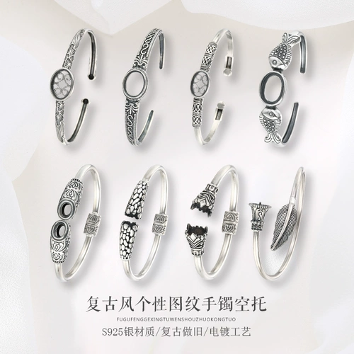 Серебряный браслет, бирюзовая инкрустация камня из воскового агата из натурального камня, серебро 925 пробы