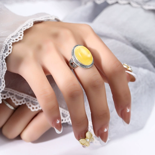 Обручальное кольцо, ретро инкрустация камня из воскового агата, изумрудное кольцо с камнем из нефрита, серебро 925 пробы, 18mm