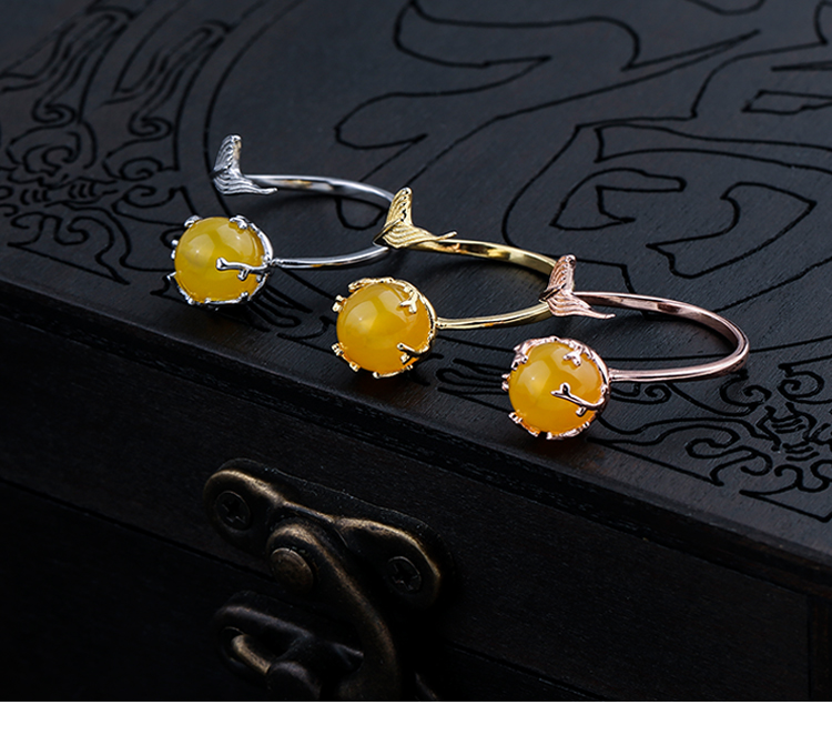 S925 Sterling Silver Ring Hỗ trợ rỗng Thiết lập bọt Nàng tiên cá dát Crystal Honey Wax Ring Hỗ trợ 7-9 hạt nhẫn trọn nam vàng 18k