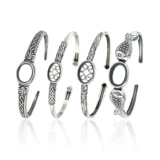 Серебряный браслет, бирюзовая инкрустация камня из воскового агата из натурального камня, серебро 925 пробы