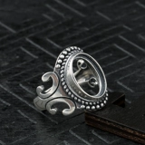 Обручальное кольцо, ретро инкрустация камня из воскового агата, серебро 925 пробы, делается под заказ