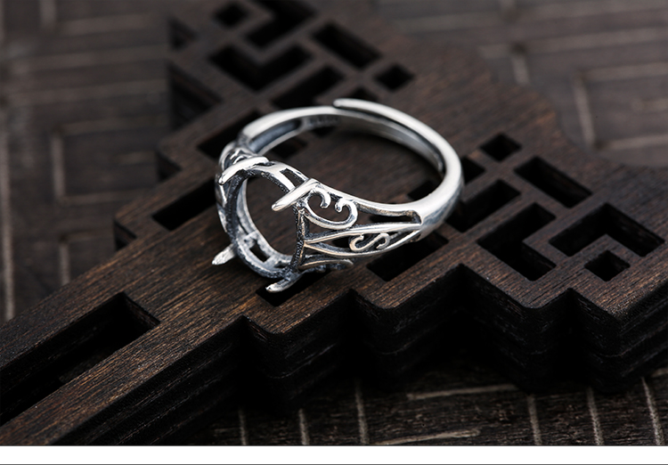 S925 sterling bạc nhẫn nữ hỗ trợ trống 7 * 9 8 * 10 10 * 13 11 * 14 12 * 15 khảm ngọc trai thiết lập đá quý nhẫn bạch kim nam