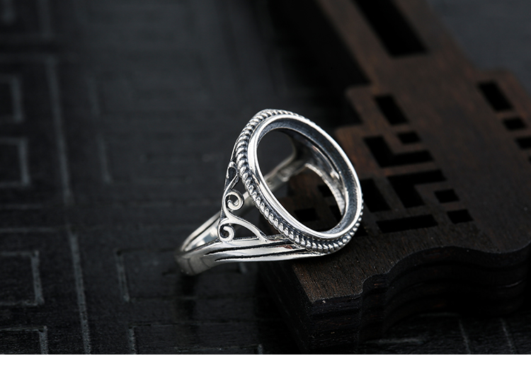 Nhẫn bạc nữ 925 sterling trống hỗ trợ mở vòng sáp ong 8 * 10 9 * 12 10 * 12 11 * 14 12 * 15 nhẫn kim cương pnj