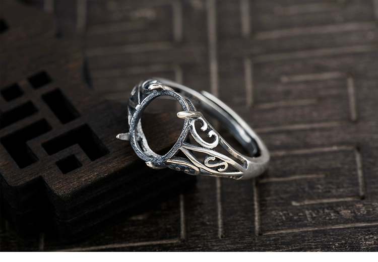 S925 sterling bạc nhẫn nữ hỗ trợ trống 7 * 9 8 * 10 10 * 13 11 * 14 12 * 15 khảm ngọc trai thiết lập đá quý