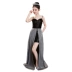 19 New Black Front Long Back Dress Dress Trẻ em Ngày trình diễn Trang phục biểu diễn Thời trang Sling Girl - Váy trẻ em