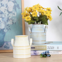 Retro do old iron flowerpot tin bucket dried flower arrangement bucket succulent plant flowerpot desktop potted flower bucket