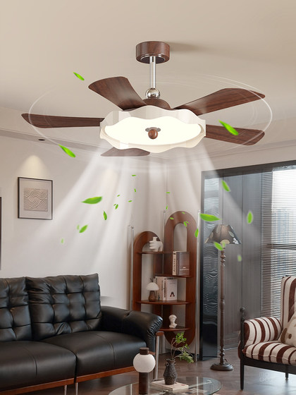2026 New Model Vintage-Style Retro Straight-Blade Eye-Protection Fan Lamp for Dining Room, Bedroom, and Room Integrated Electric Fan Chandelier