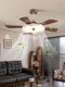 2026 New Model Vintage-Style Retro Straight-Blade Eye-Protection Fan Lamp for Dining Room, Bedroom, and Room Integrated Electric Fan Chandelier