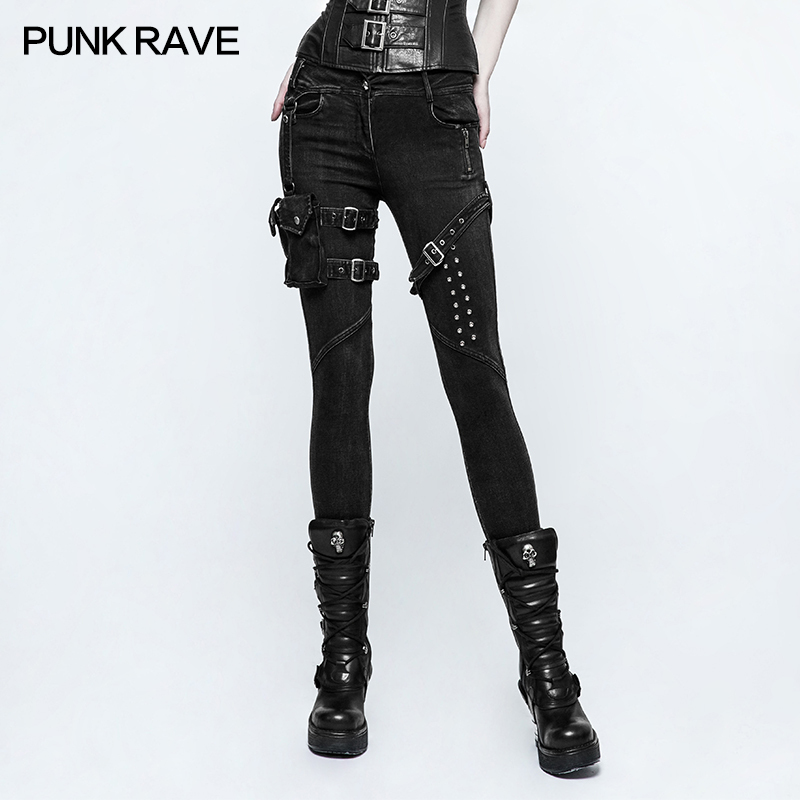 Punk Rave Women's Tight Denim Pants Steampunk Gothic Gothic Rock Biker K295 Punk Rave Women's Tight Denim Pants Steampunk Gothic Gothic Rock Biker K295
