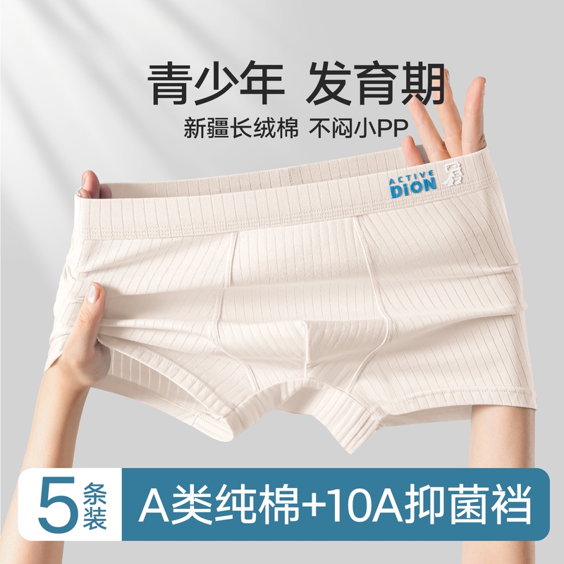 New Style Teen Underwear for Boys in the Developmental Period, High School Students' Boxer Shorts, Big Boys' Pure Cotton Boxer Briefs