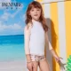 Van Dean new girl đồ bơi dài tay chẻ vừa trai lớn cổ cao kem chống nắng màu trắng tương phản khâu màu áo tắm - Bộ đồ bơi của Kid đồ bơi cho be trai