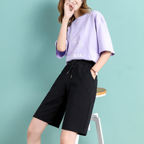 Large size sports shorts Women summer loose straight thin casual middle pants show thin fat MM wear wide leg pants