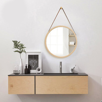 Nordic solid wood dressing mirror wall hanging paste mirror wall bathroom mirror home bedroom simple full body dressing mirror