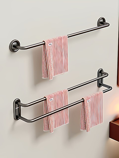 French Ziwoo Bathroom No-Drill Towel Rack Bathroom Towel Shelf Toilet Storage Rack Hanging Rack