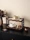 French Ziwoo Mid-Century Style Desktop Cup Solid Wood Storage Rack High-End Light Luxury Home Countertop Double-Layer Storage Rack
