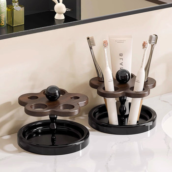 French Ziwoo Mid-Century Style Electric Toothbrush Holder Couple's Home Washstand Solid Wood Stand Storage Box