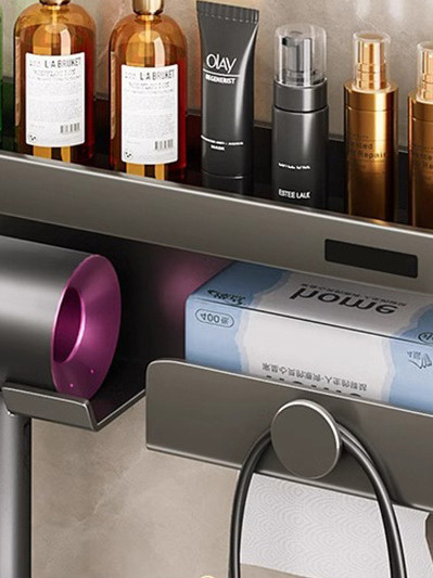 French Imported Ziwoo Hair Dryer Holder, No-Drill Wall-Mounted Bathroom Shelf, Bathroom Storage Organizer