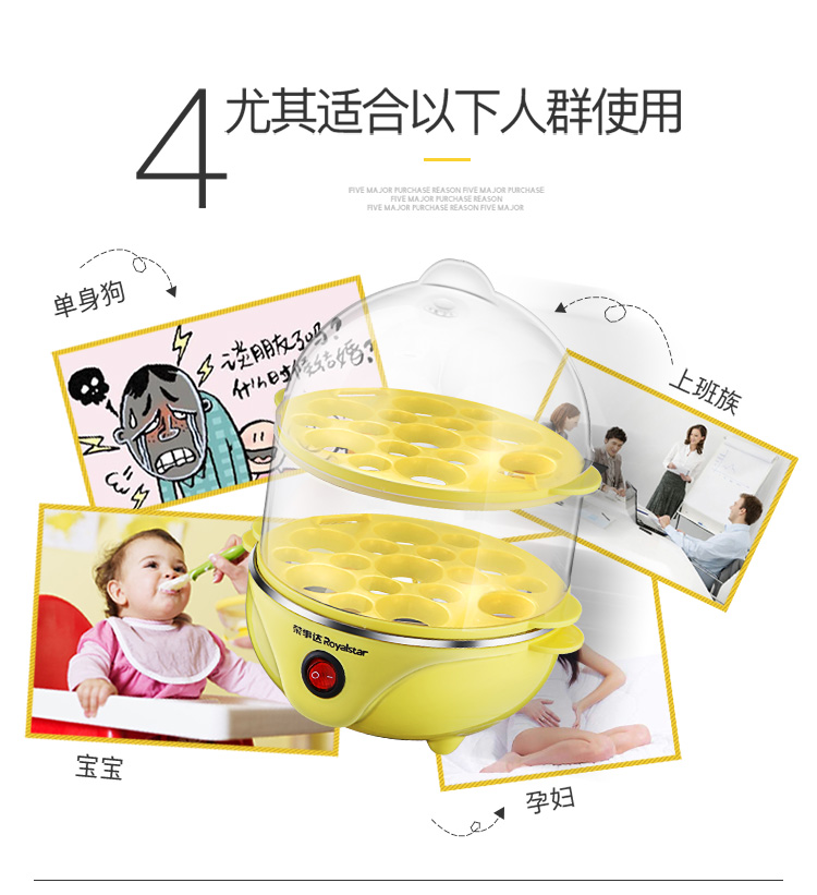 Rongshida nhà nấu trứng hấp trứng tự động tắt đôi mini đa chức năng nhỏ ăn sáng trứng - Nồi trứng ca nấu mì