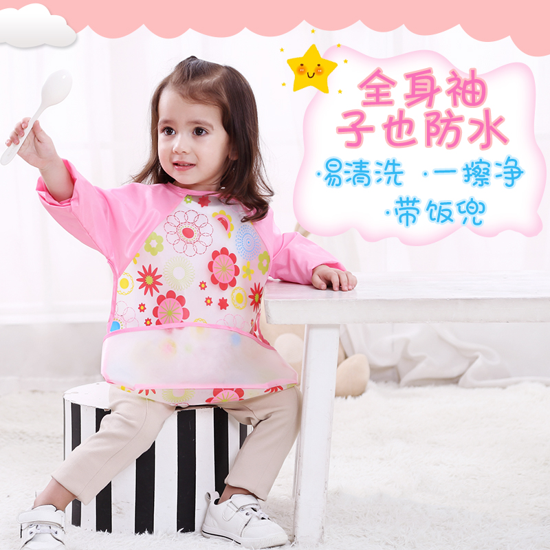 Baby blouse Summer waterproof Winter meal anti-dressing Sleeveless long sleeve vest style Boy girl bib apron