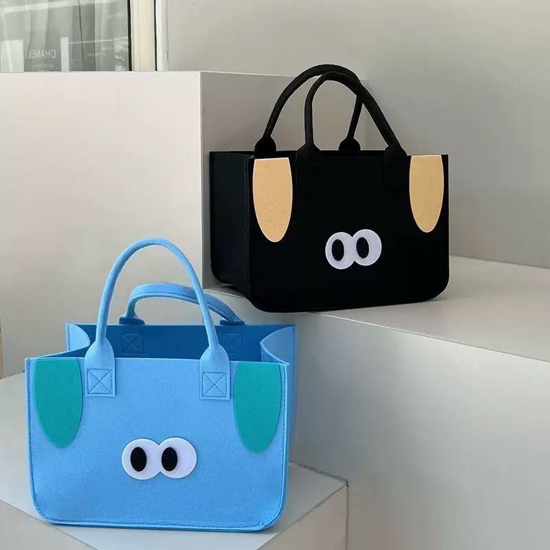 New ins Cartoon Tote Bag Felt Tote Bag Cute Felt Bag Handbag Office Worker Handbag Lunch Box