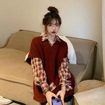 Autumn clothes 2021 small sub matching with high fried street Reduced Temperament Sweater Horse Chia Career Two Suits Women Autumn Winter