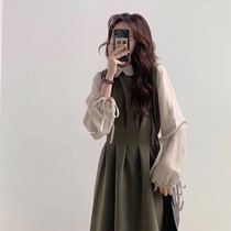 Autumn clothes 2020 Great Clothes Temperament Tea Hysteria Style Fried Street Ins Wind Long Skirt Braces for children Autumn and winter